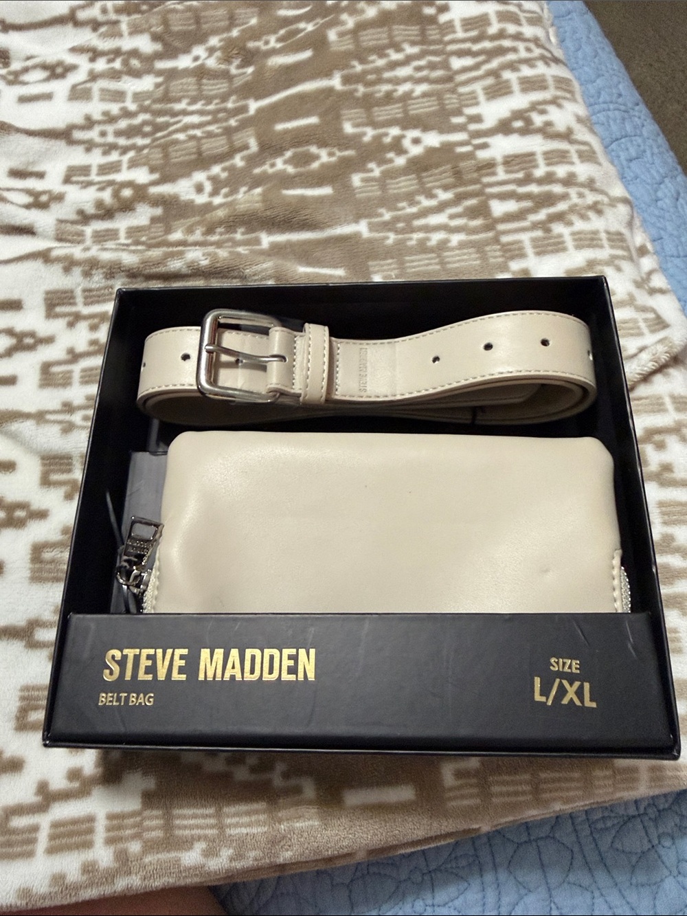 Steve Madden Cream Leather Belt Bag with Removable Pouch
